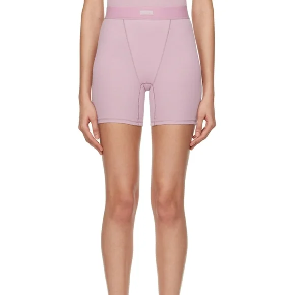 Skims Cotton Rib Boxer Shorts In Dusk - Picture 2 of 11